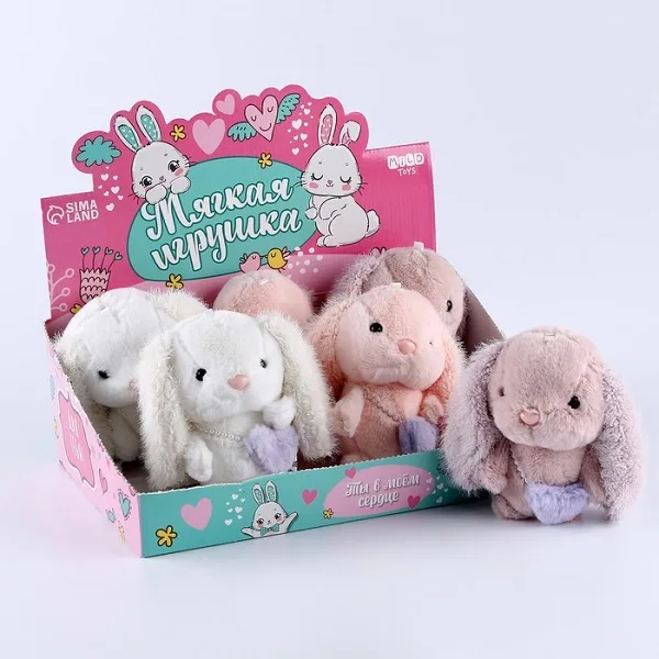 Мягкая игрушка в шоубоксе, зайка, микс