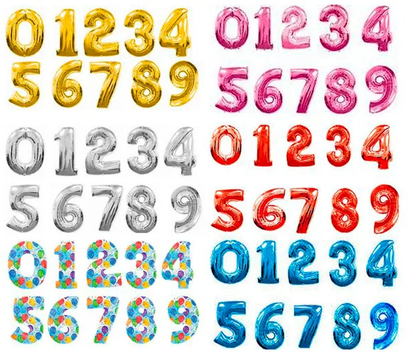 Шарик фольгированный цифра (цвет микс)