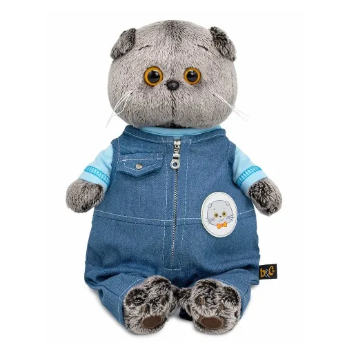 Игрушка кот Басик в комбинезоне "Деним" 22см